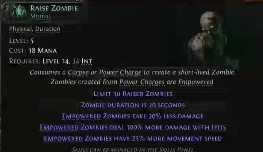 poe 2 raise zombie